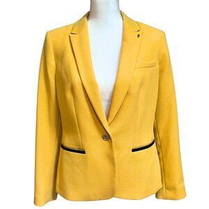 Tommy Hilfiger Women’s 12 Yellow Tailored Blazer | Navy Accents & Elbow Patches